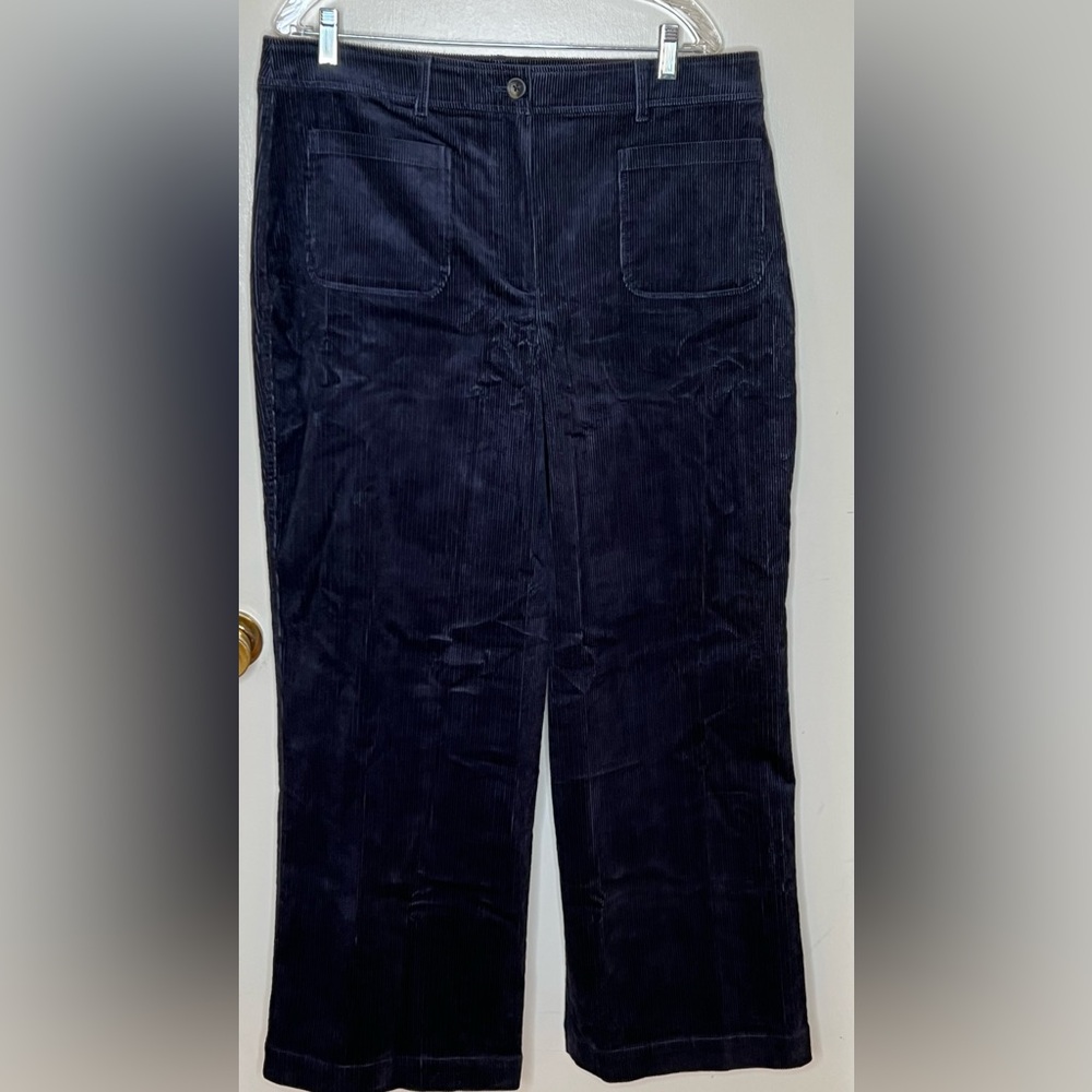 Boden Navy Blue Wide Wale Corduroy, Wide Leg Pants, Women’s sz 14